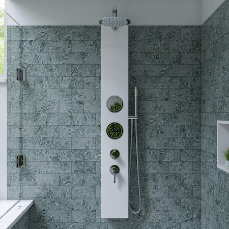 Alfi Brand White Glass Shower Panel W/ 2 Body Sprays and Rain Shower Head ABSP50W